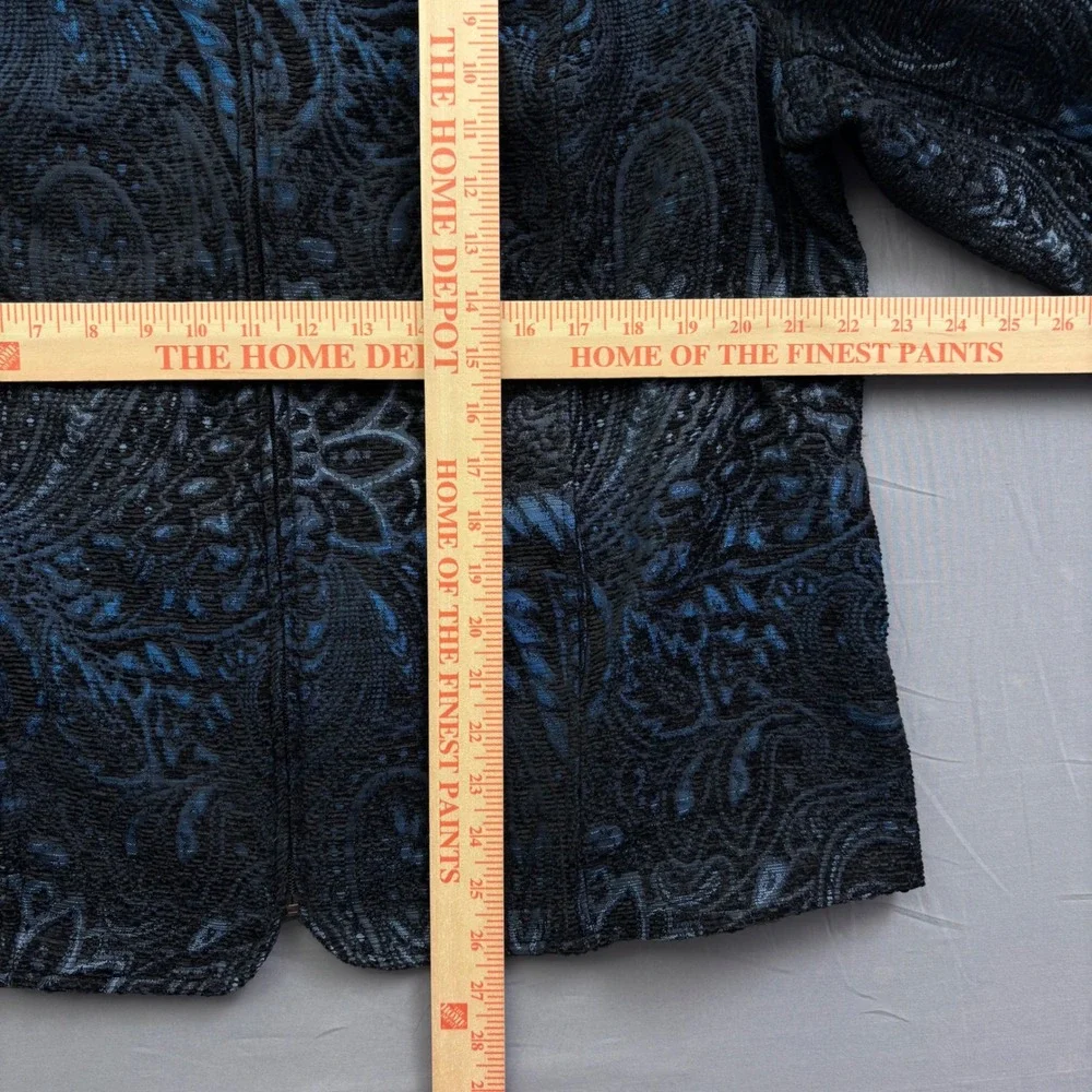 Susan Graver Style‎ Blue Black Paisley Jacquard Zip Jacket Womens 1X Mock Neck